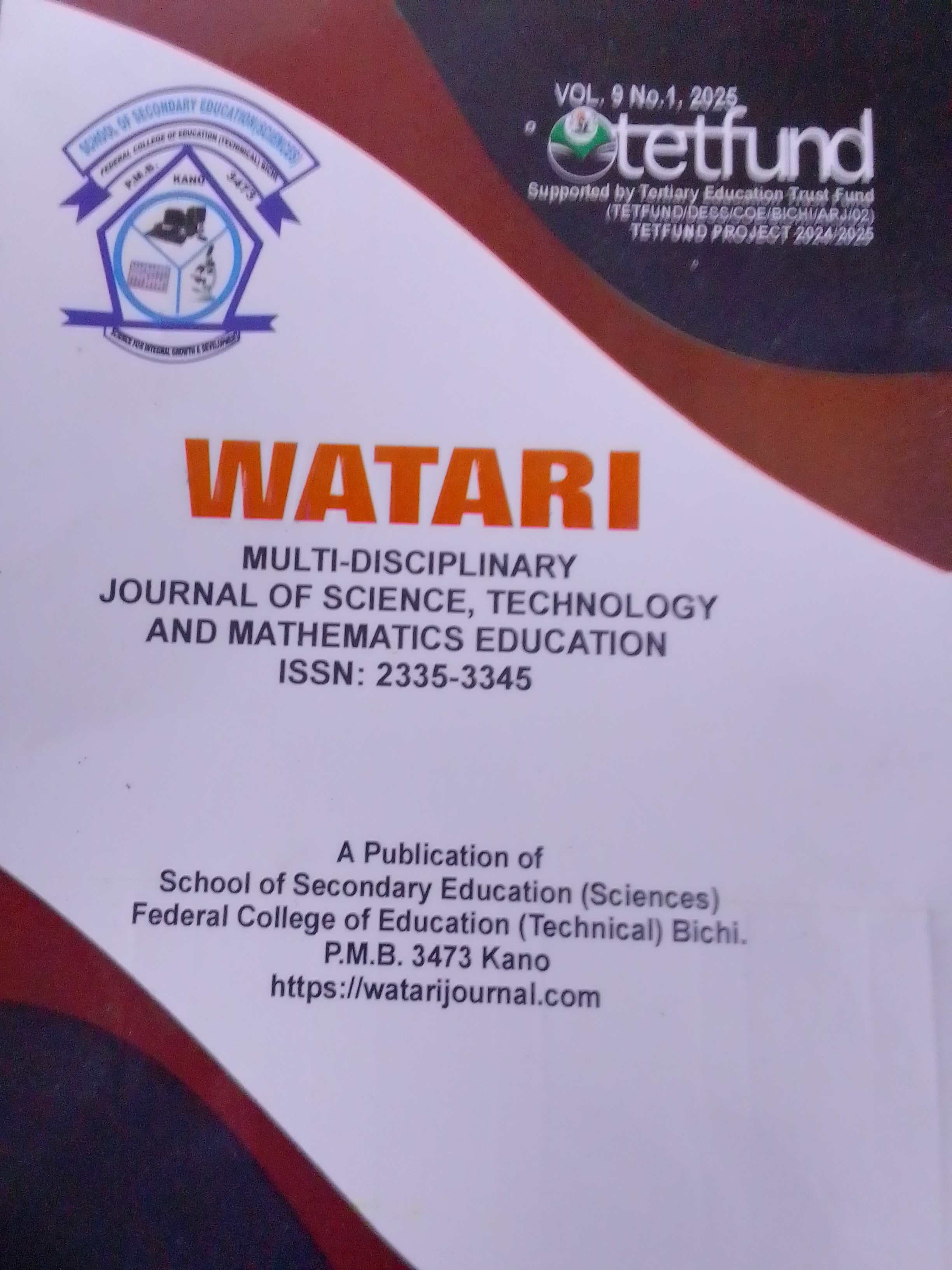 WATARI Multidisciplinary Journal of Science Technologyand Mathematics